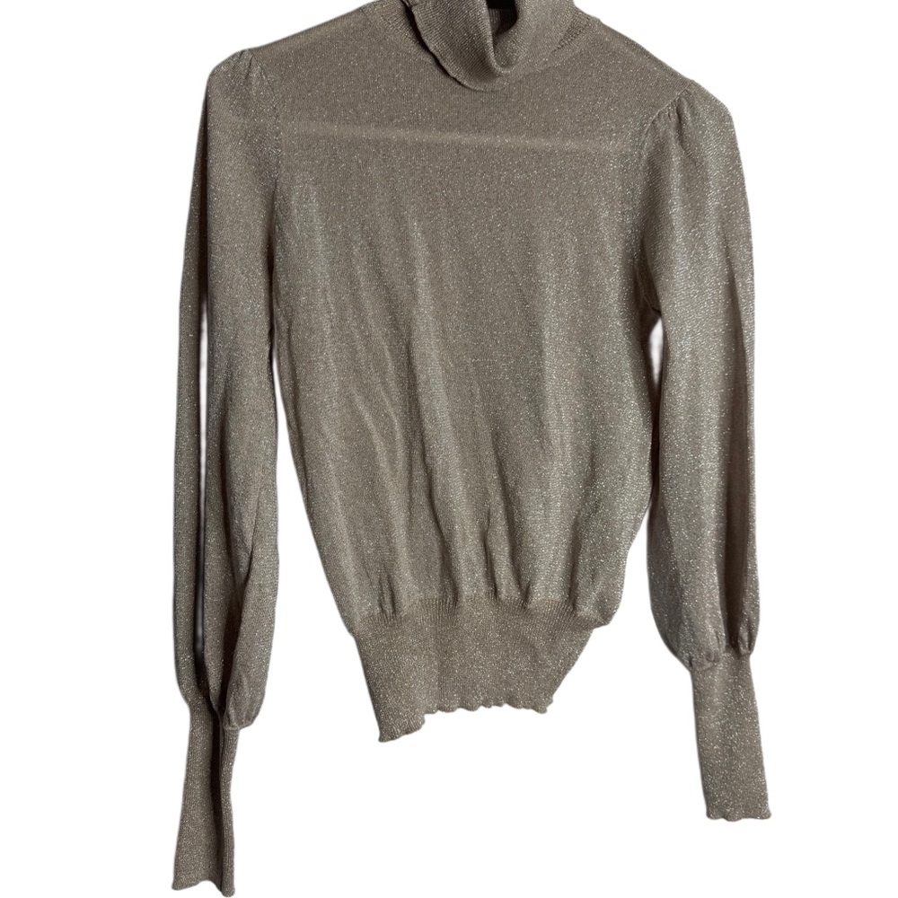 Forever 21 Metallic Beige Turtle Neck Top